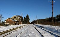 Bahnhof der Vennbahn in Raeren im Schnee